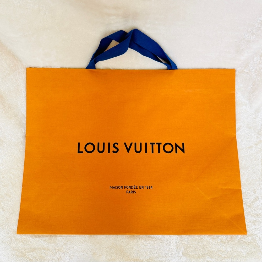Louis Vuitton Vibrant Orange Gift Bag with Blue Handles